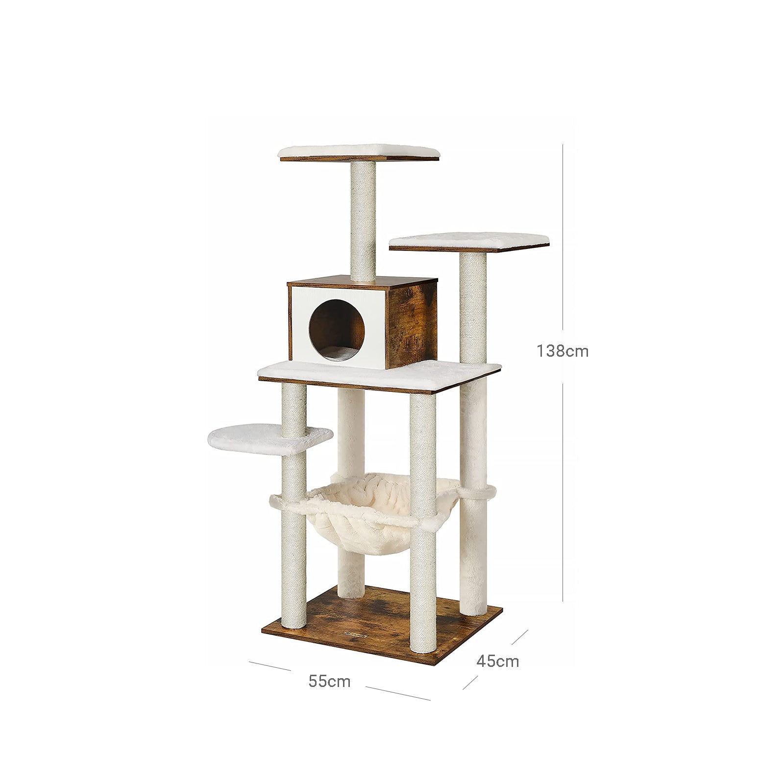 Kratzerpfosten - Katzenbaum - mit abnehmbaren Kissen - 3 Plateaus - modern - Vintage Braun