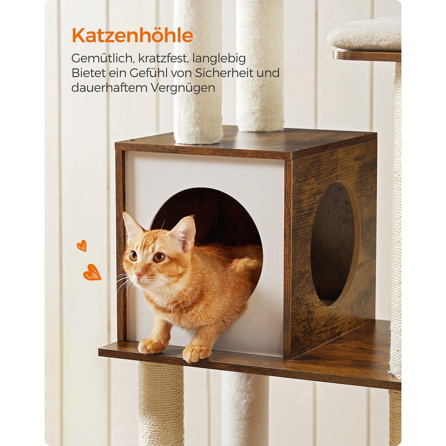 Kratzerpfosten - Katzenbaum - mit abnehmbaren Kissen - modern - Vintage Braun