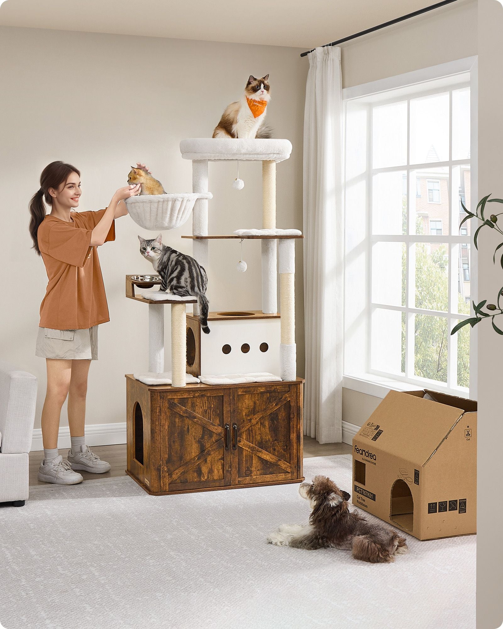 Kratzer nach 170 cm hoch mit Vintage Brown Cat Bakery