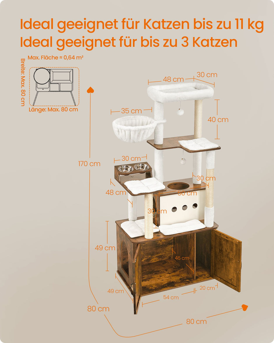 Kratzer nach 170 cm hoch mit Vintage Brown Cat Bakery