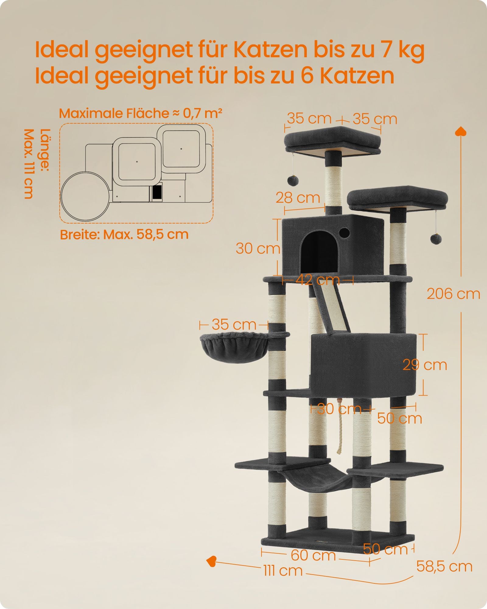 Großer Kratzer nach 206 cm hoher Multi-Level-Ink-Schwarz