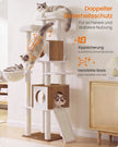 Kattenboom – 6 Niveaus – 2 Kattenholen – Sisalstam – Houtlook – 172 cm – Honingbruin
