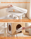Kattenboom XXL – 193 cm – 8 Niveaus – Kattenhuis en Hol – Sisalstam – Eikenbeige en Wolkenwit