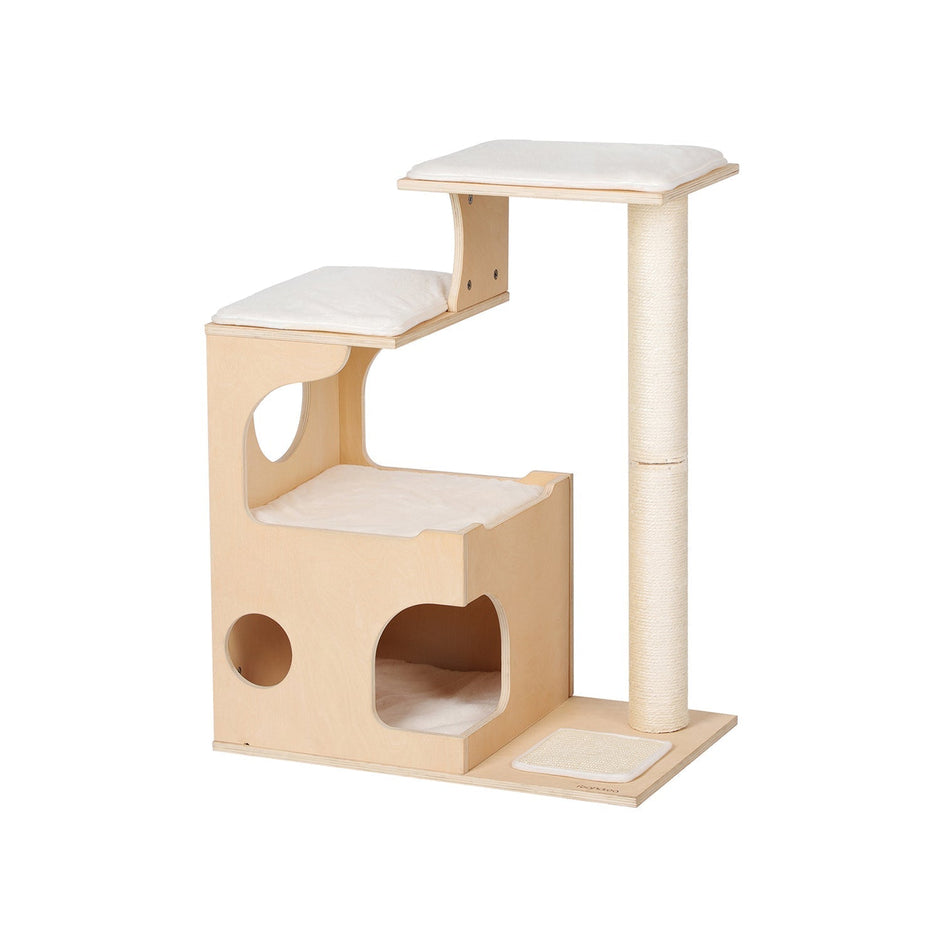 Katze Kratzerpfosten - Kletterbaum mit 3 Liegestern und Höhle - braun