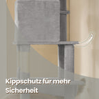 Kratzerpost - groß - 201 cm - hellgrau - mit Plattform