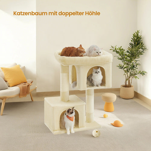 Kratzbaum 101 cm hoch – große Plattform