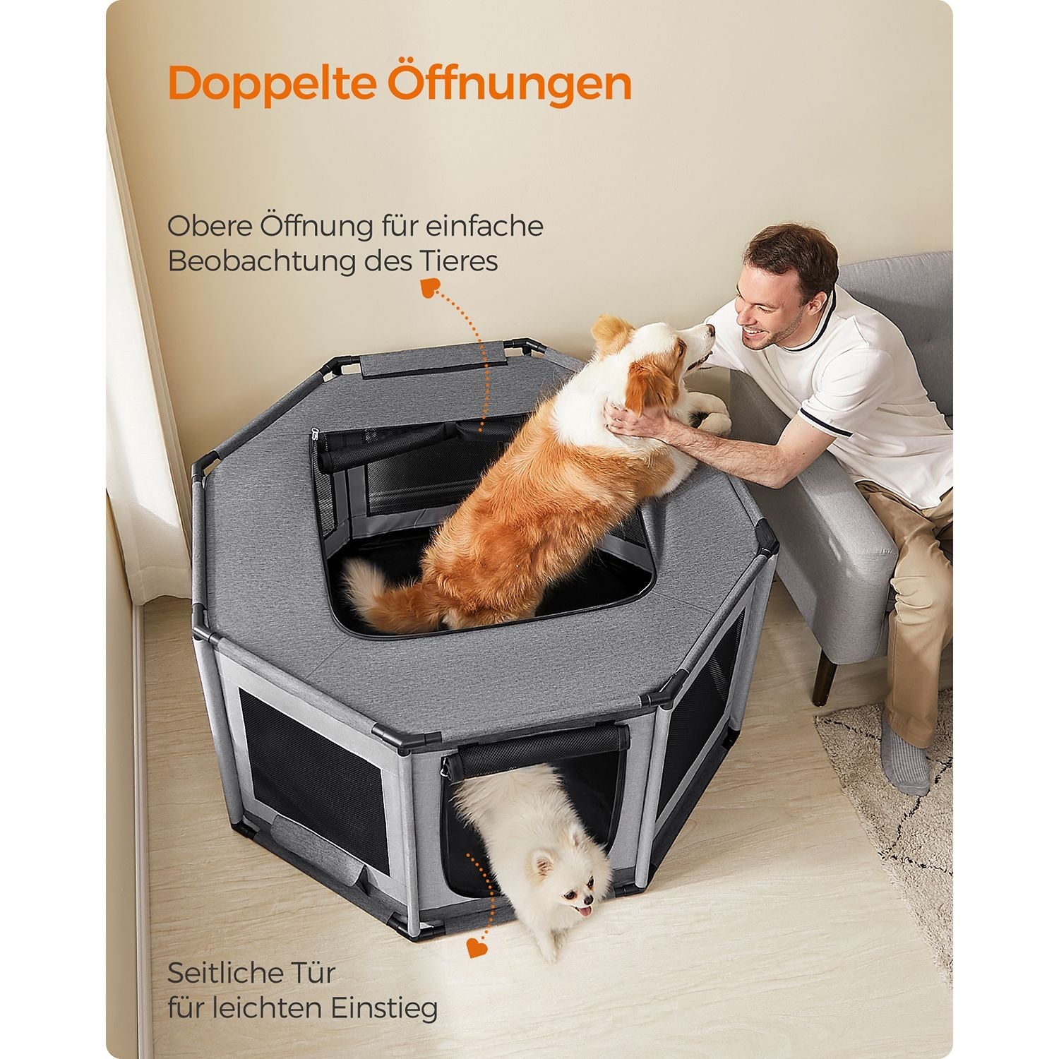 Achteckige Welpenringe - extra groß - für Hunde und Katzen - grau