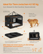 Hundekiste - mit Griffen - Black Metall -Rahmen