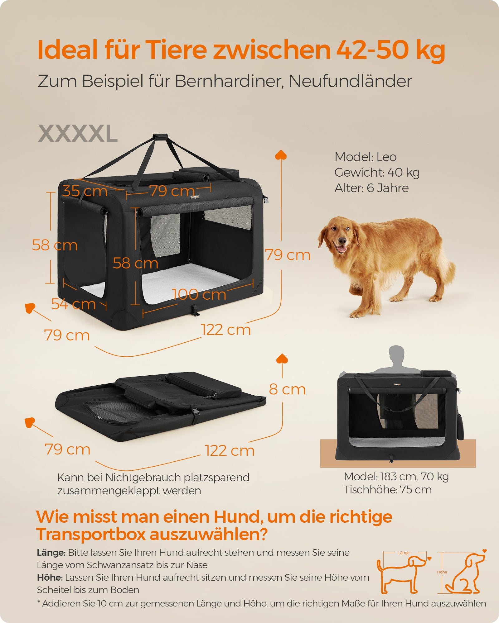Hundekiste - mit Griffen - Black Metall -Rahmen