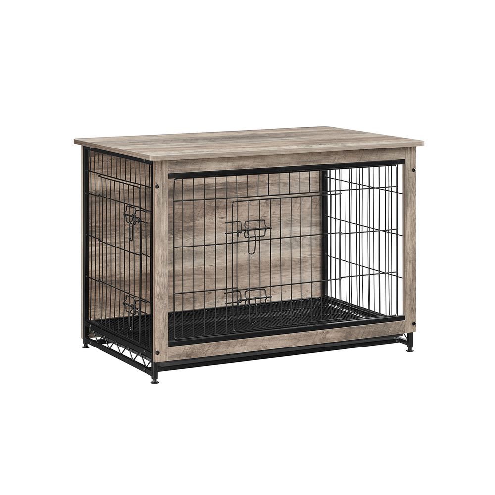 Hundekäfig - Bank - extra stark - Holz/Metallrahmen - braun