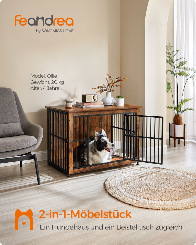 Hundekäfig - Hundeschlafkäfig - Hundekäfig - mit 2 Türen - braun