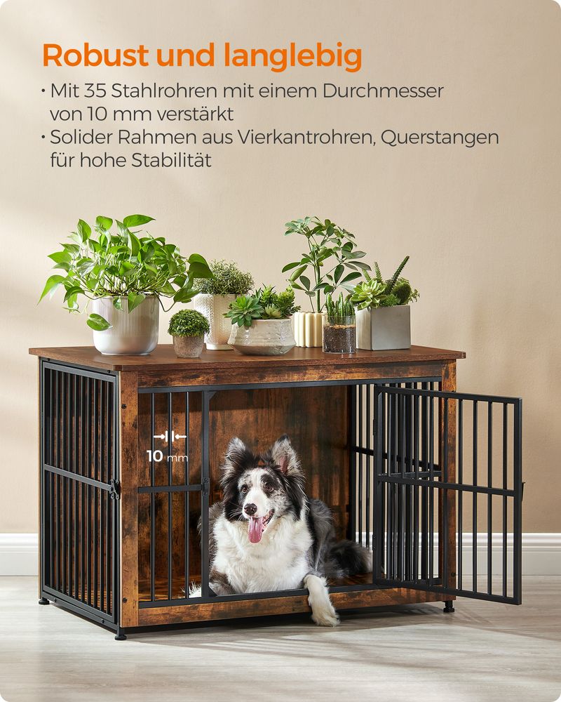 Hundekäfig - Hundeschlafkäfig - Hundekäfig - mit 2 Türen - braun