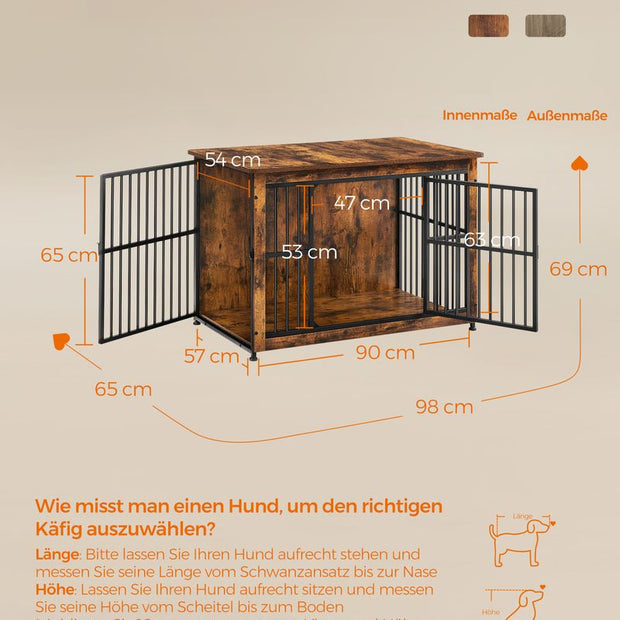 Hundekäfig - Hundeschlafkäfig - Hundekäfig - mit 2 Türen - braun