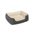 Hundebett - 65 x 55 x 20 cm - mit reversibler Kissen - Grau