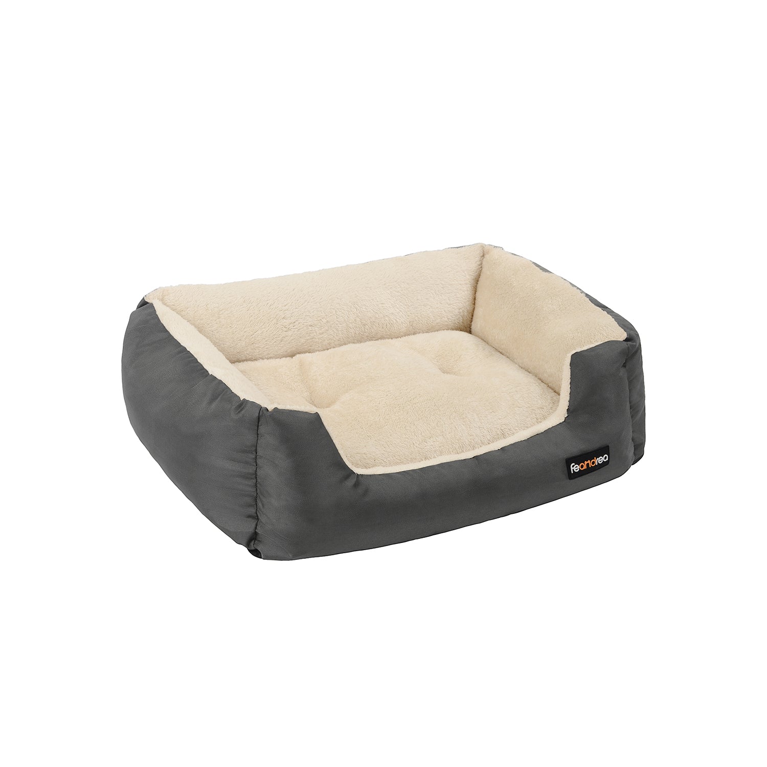 Hundebett - 65 x 55 x 20 cm - mit reversibler Kissen - Grau