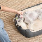 Hundebett - 65 x 55 x 20 cm - mit reversibler Kissen - Grau