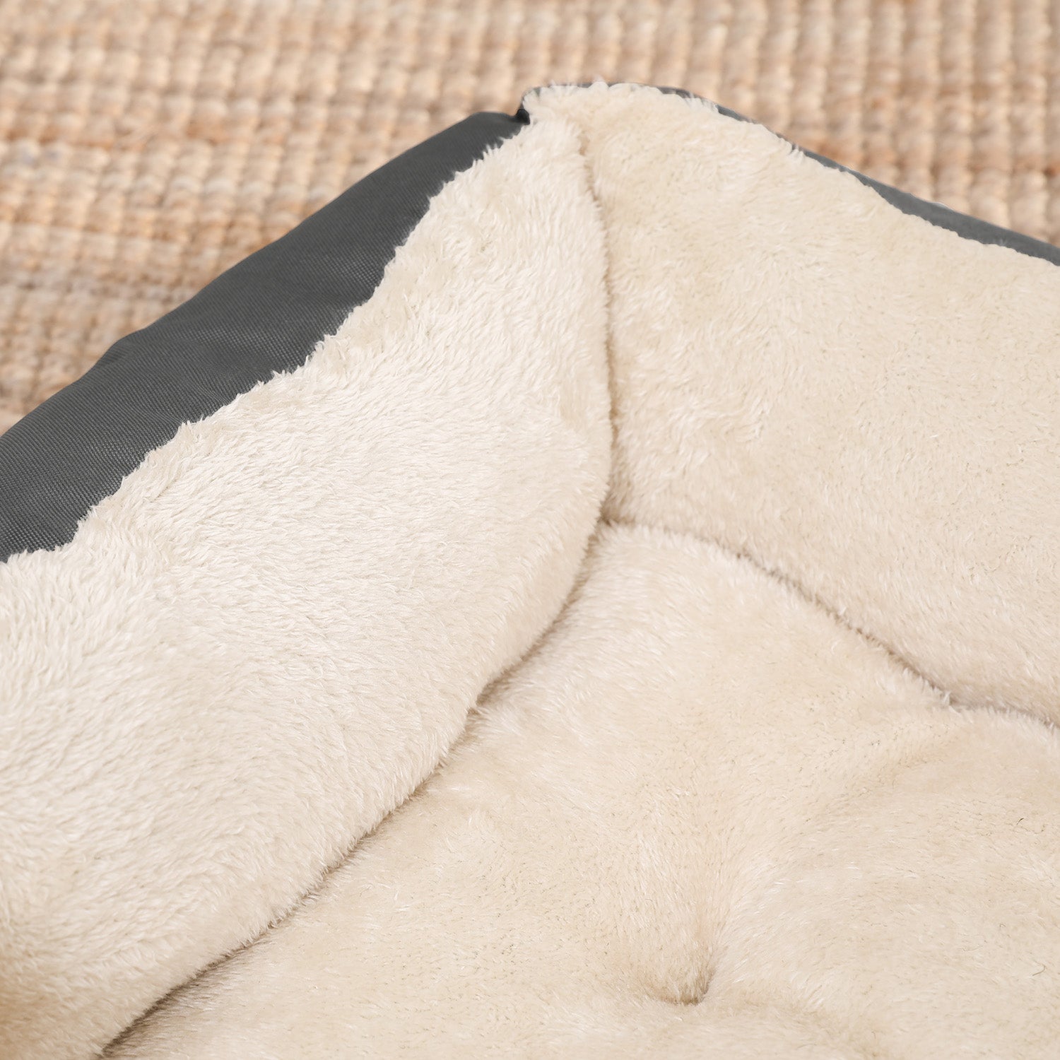 Hundebett - 65 x 55 x 20 cm - mit reversibler Kissen - Grau