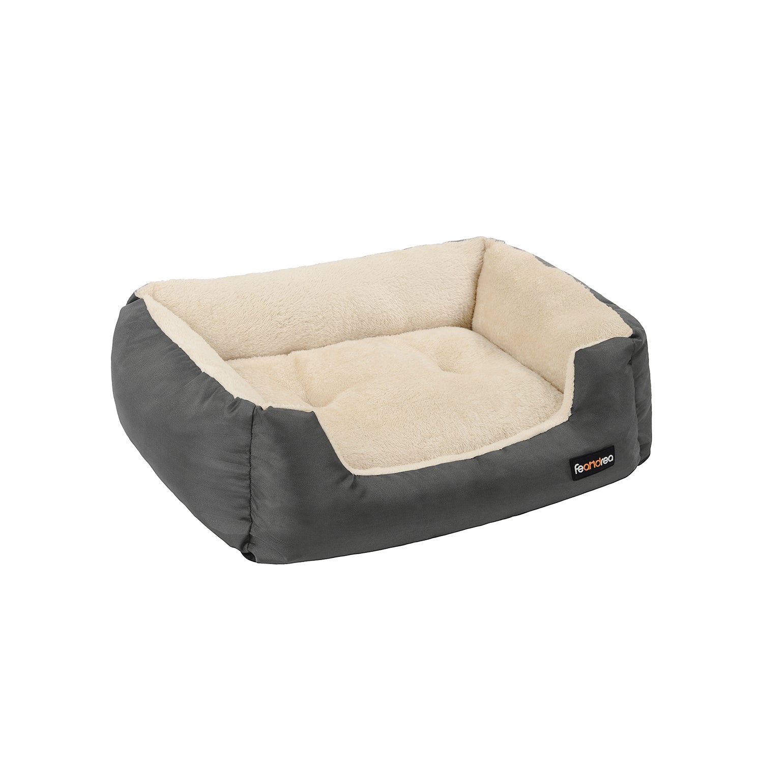 Hundebett - 80 x 65 x 20 cm - mit reversiblen Kissen - grau