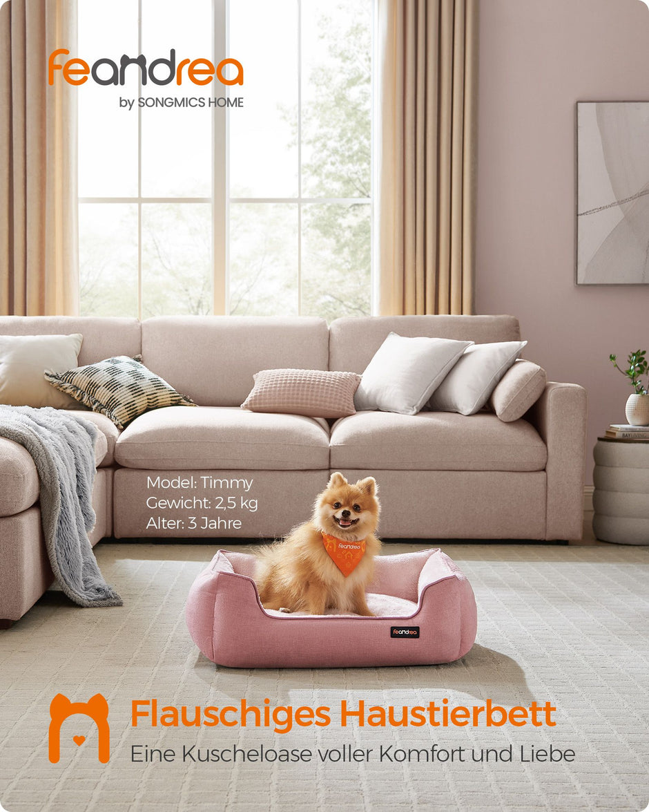 Hundebett - Leinen -Look - für kleine Hunde - Pastellrosa