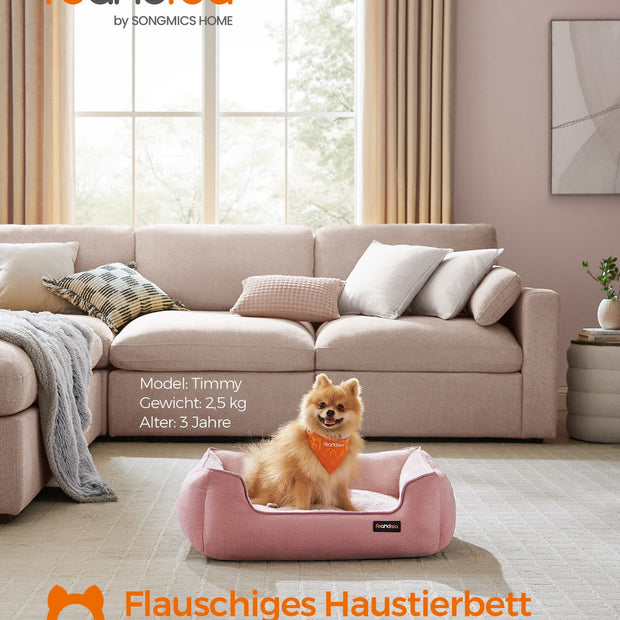 Hundebett - Leinen -Look - für kleine Hunde - Pastellrosa