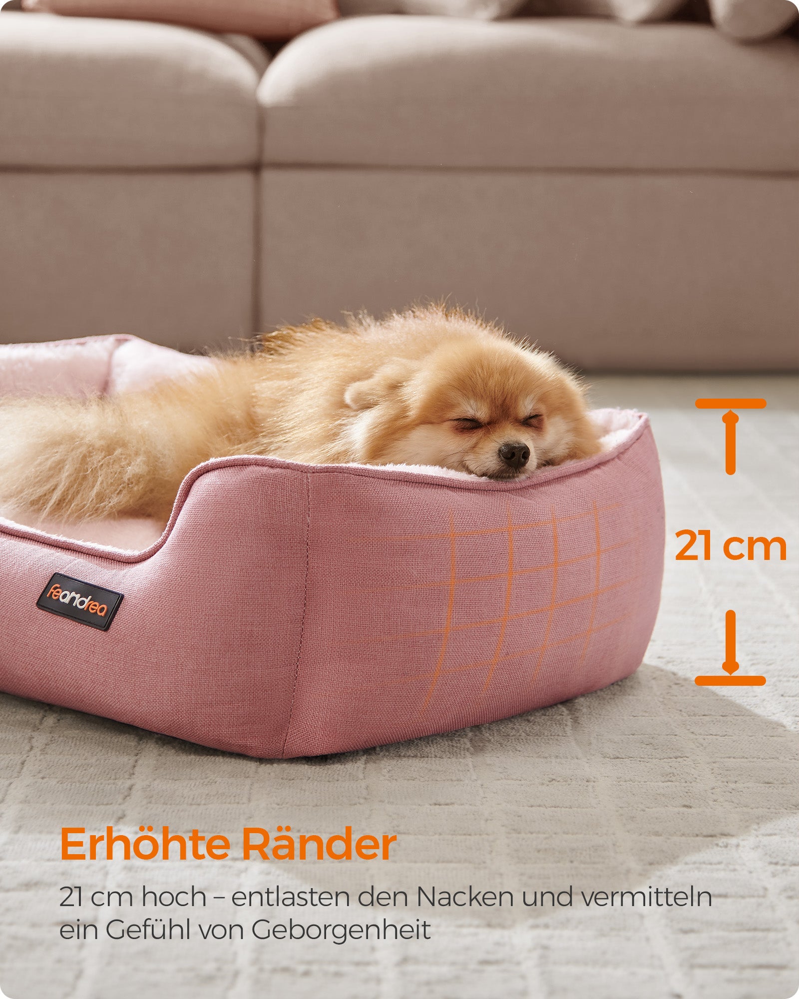 Hundebett - Leinen -Look - für kleine Hunde - Pastellrosa