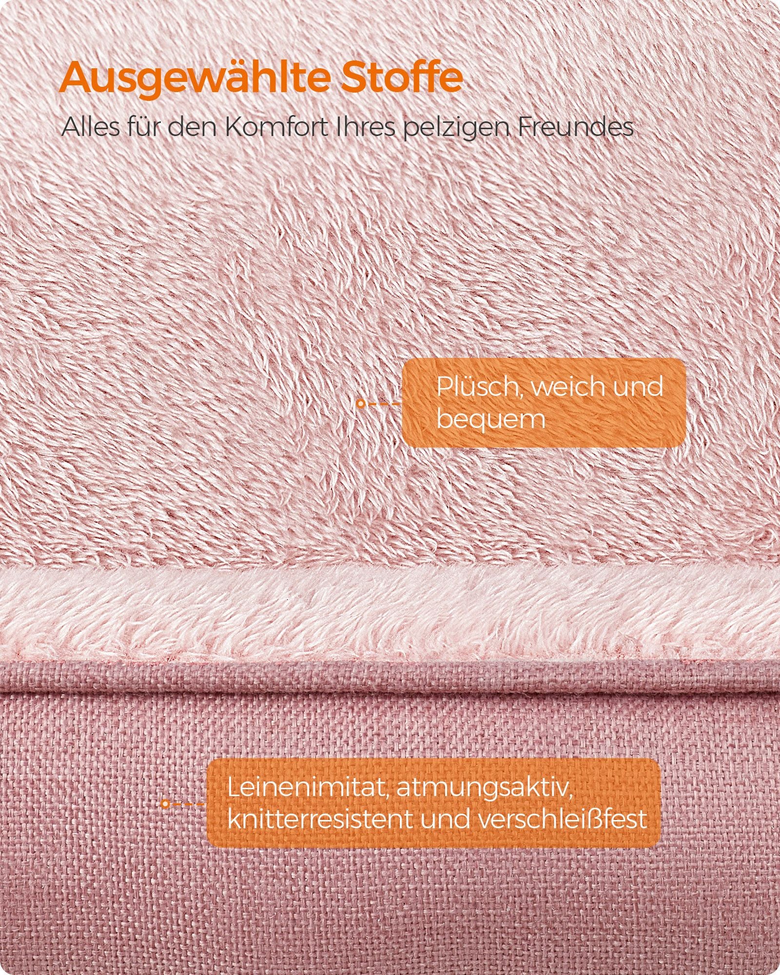 Hundebett - Leinen -Look - für kleine Hunde - Pastellrosa