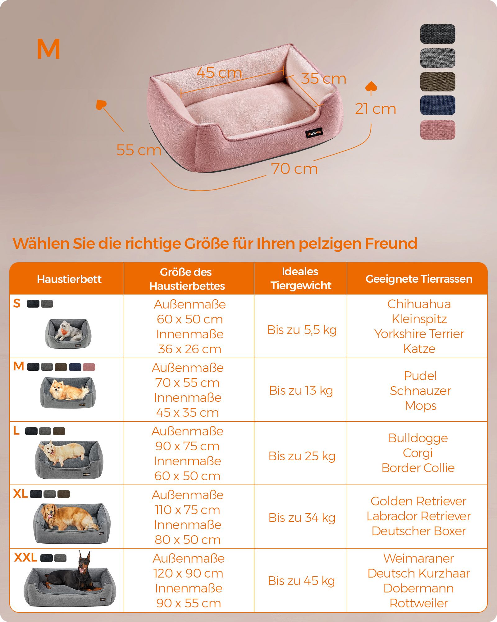 Hundebett - Leinen -Look - für kleine Hunde - Pastellrosa