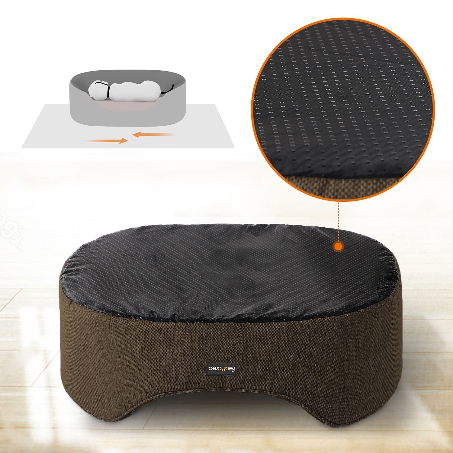 Hundebett - mit hoher Kante - 92 x 72 x 28 cm - braun
