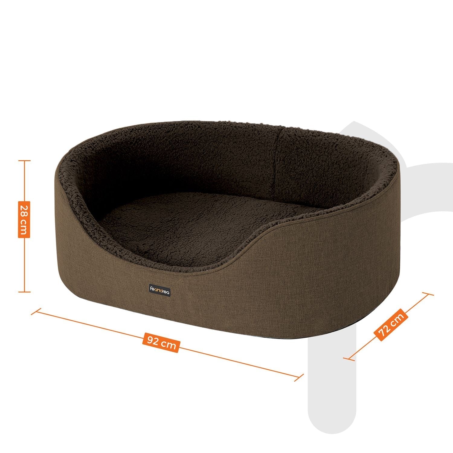 Hundebett - mit hoher Kante - 92 x 72 x 28 cm - braun