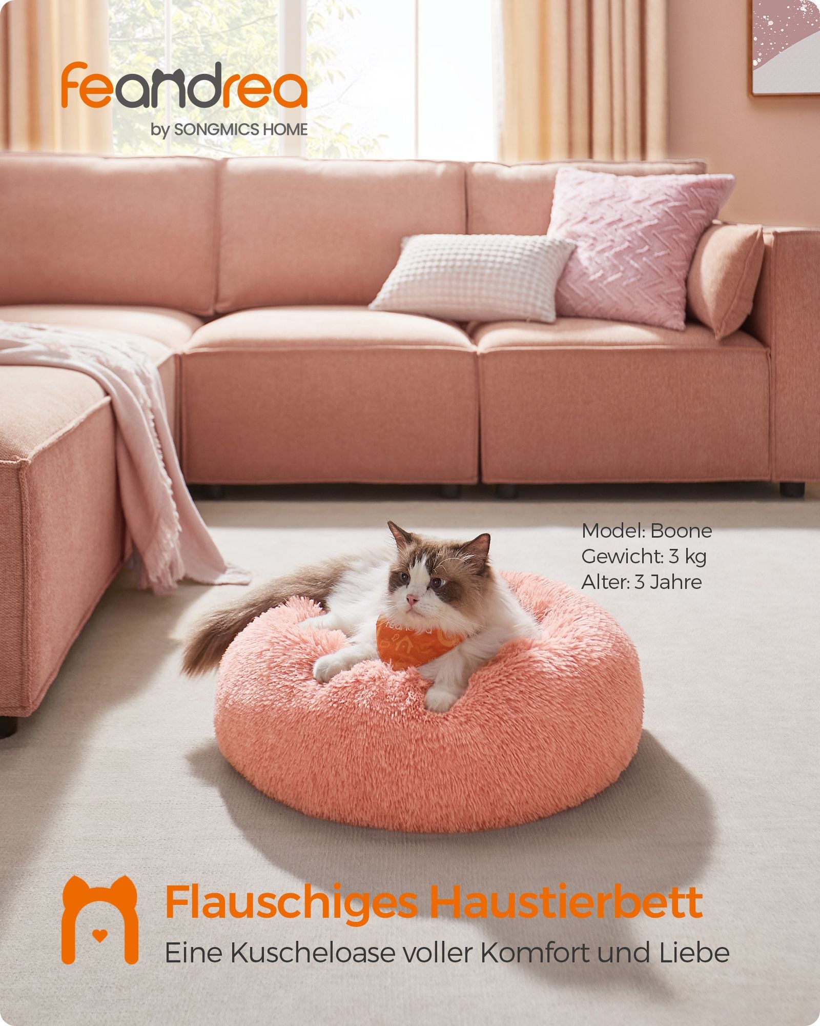 Hundekorb - mit abnehmbarer Füllung - Ø 50 cm