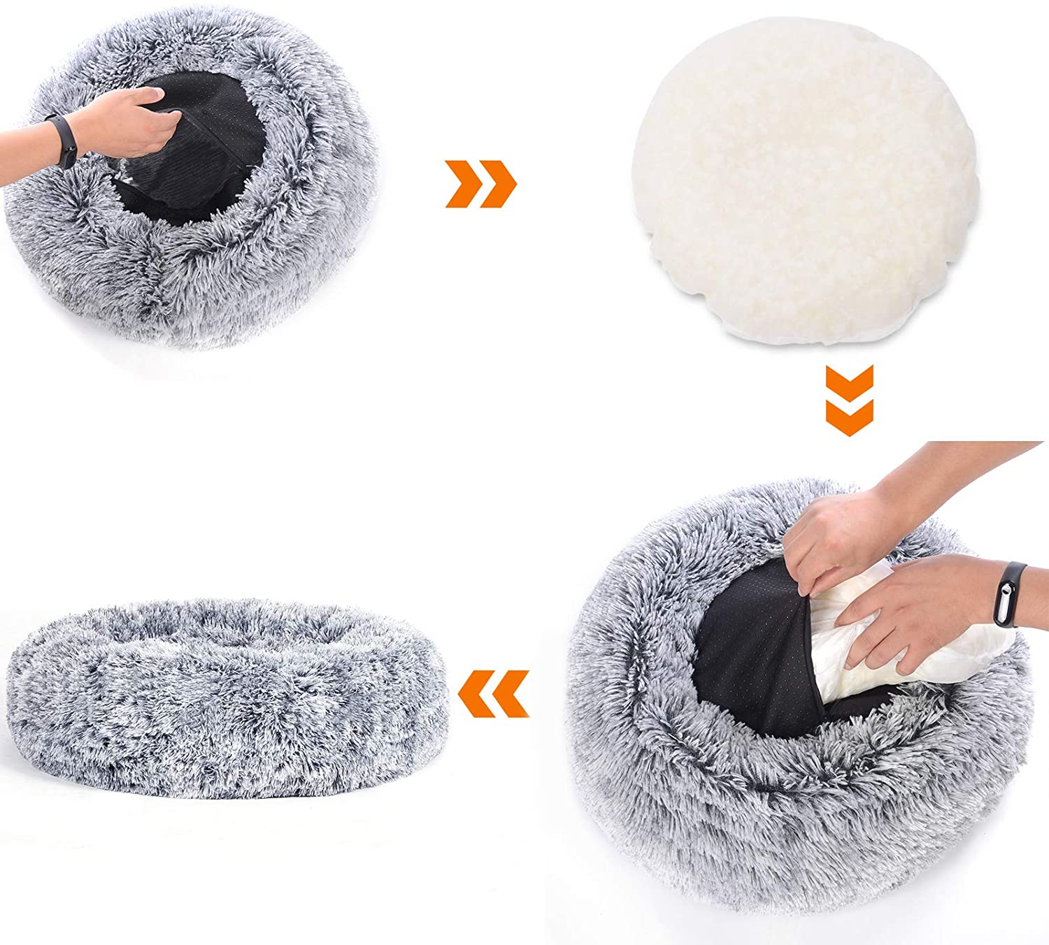 Hundebett - Katzenbett - weicher Korb - 60 cm - grau