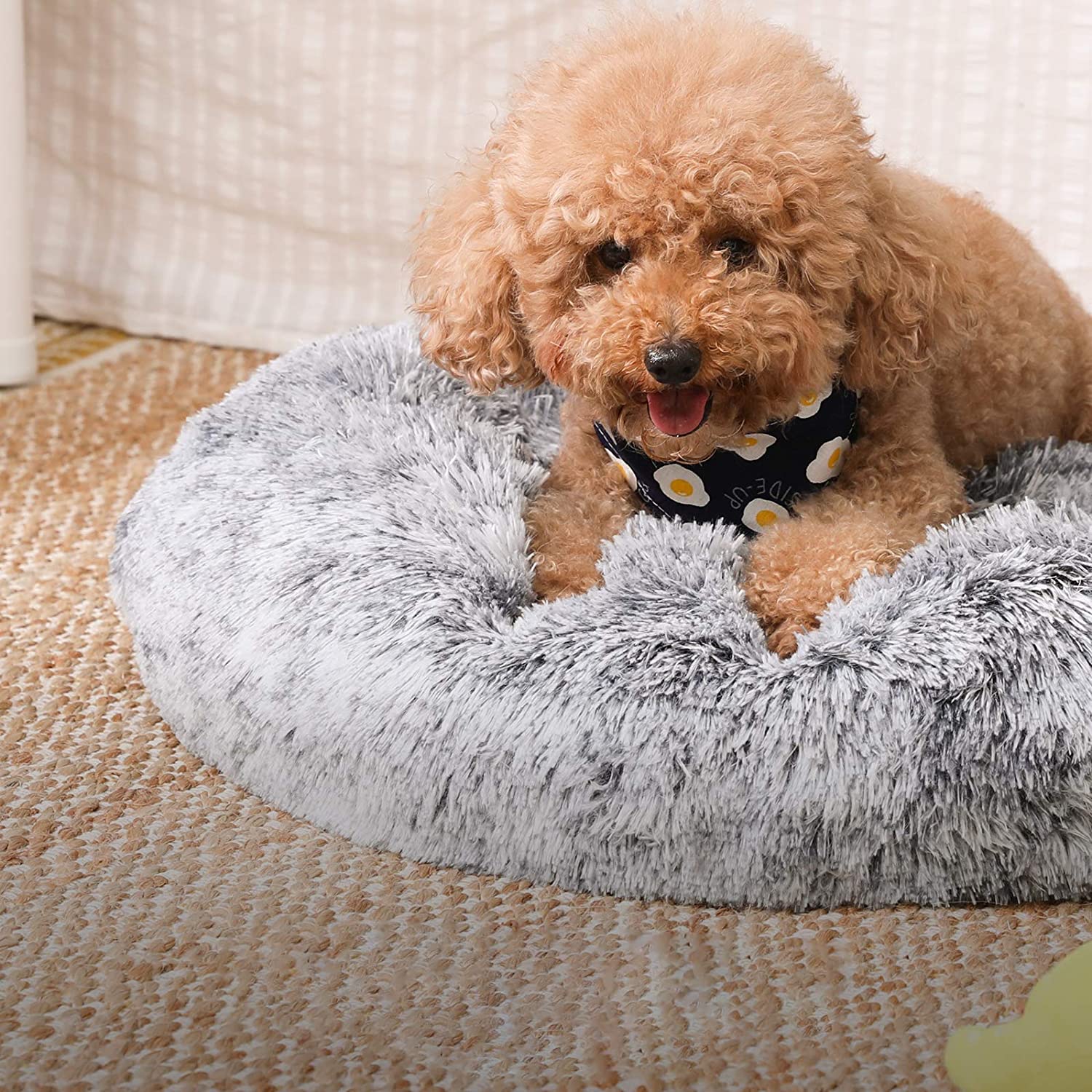 Hundebett - Katzenbett - weicher Korb - 60 cm - grau