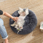 Hundebett - Katzenbett - weicher Plüsch - Dunkelgrau