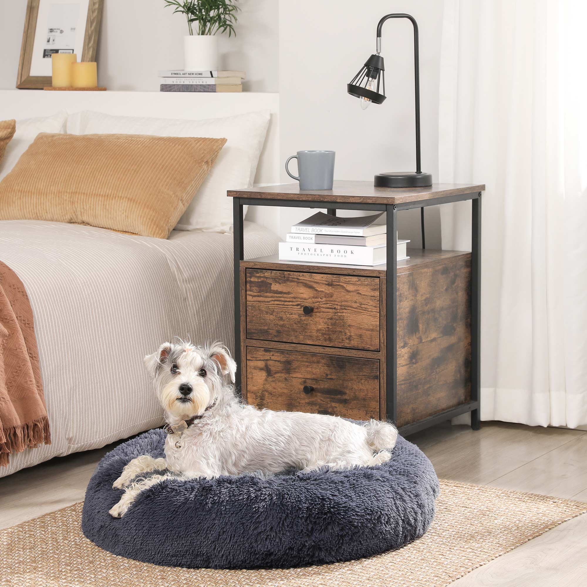 Hundebett - Katzenbett - weicher Plüsch - Dunkelgrau