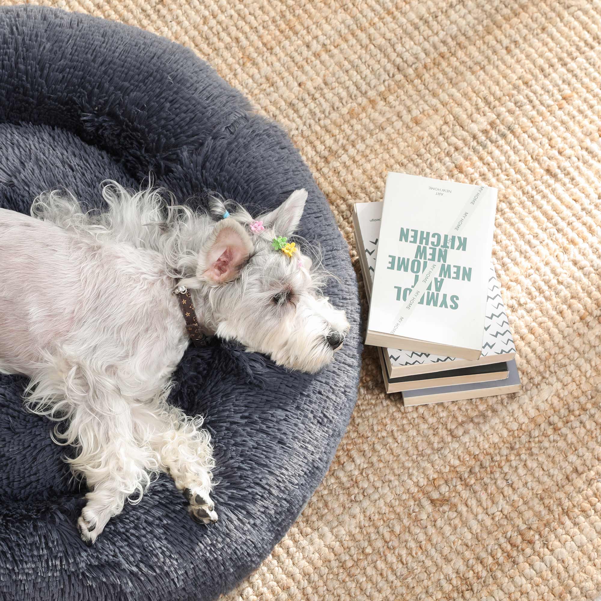 Hundebett - Katzenbett - weicher Plüsch - Dunkelgrau