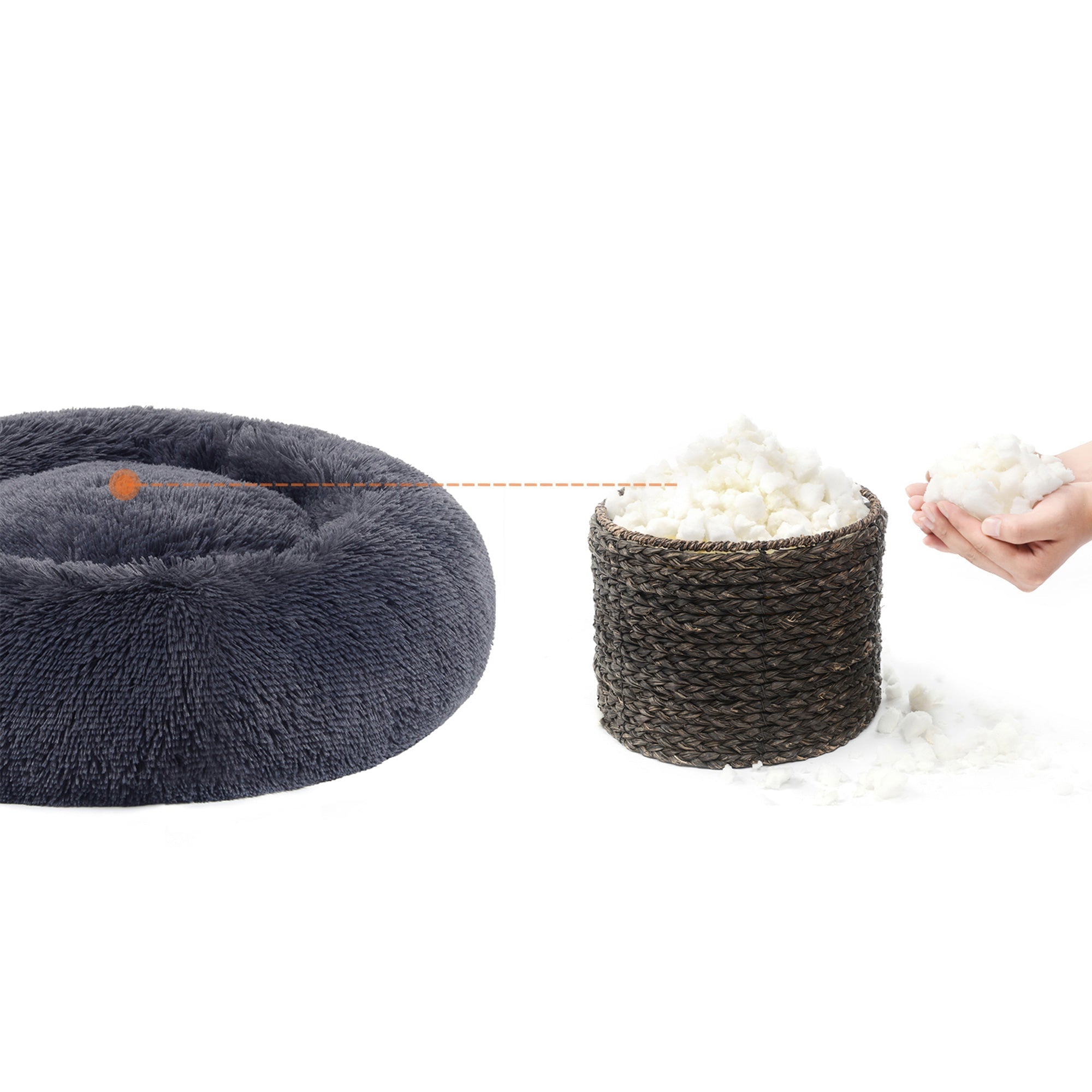 Hundebett - Katzenbett - weicher Plüsch - Dunkelgrau