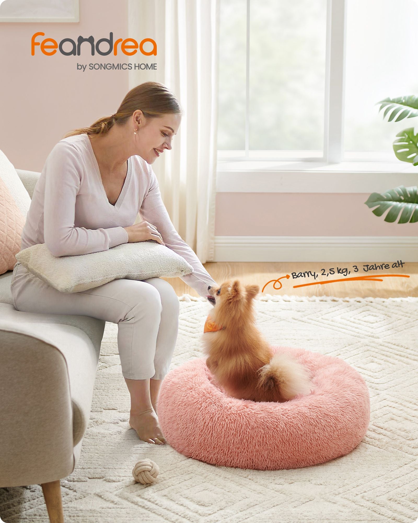 Hundekorb - Stecker Long Plüsch - Pink