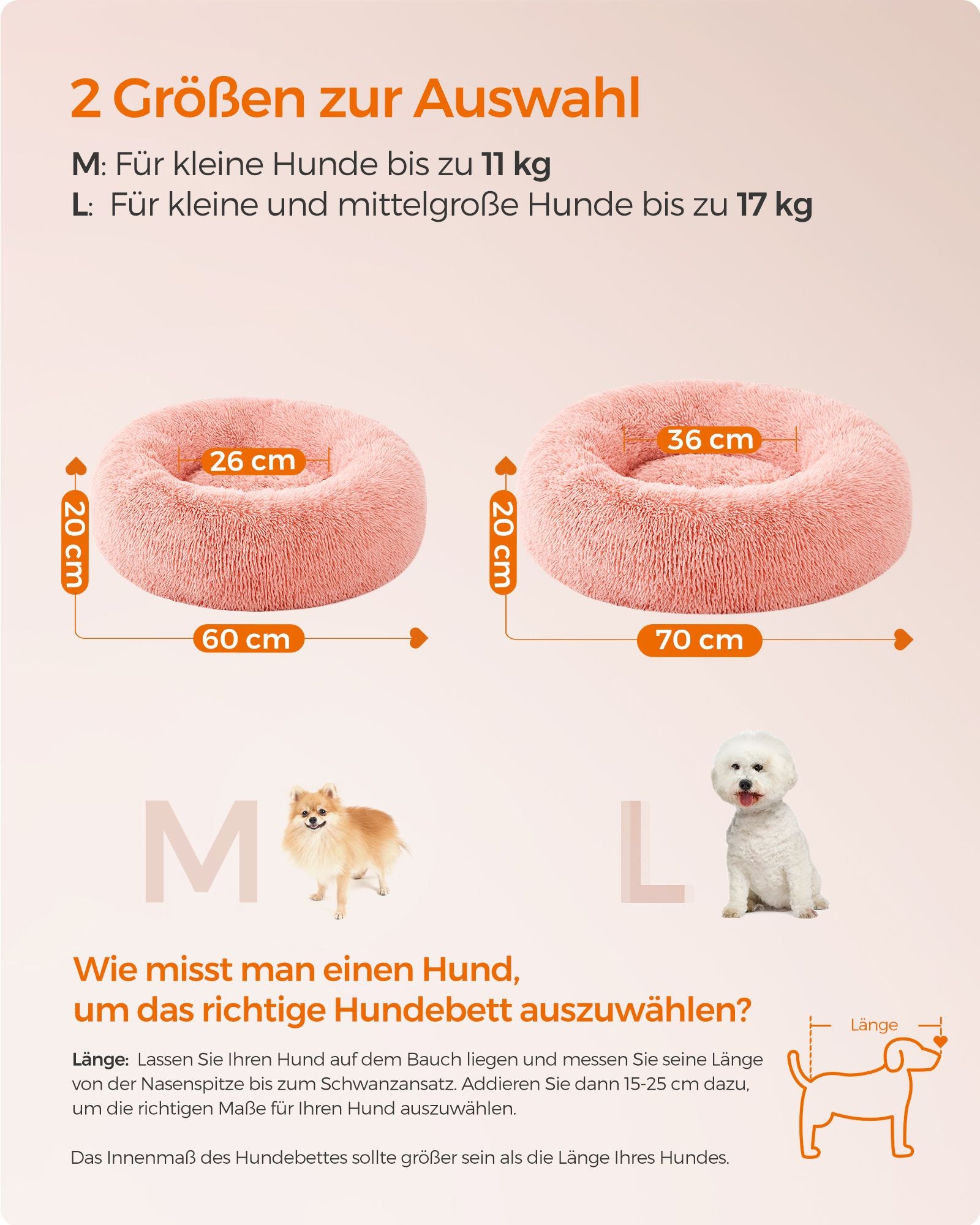 Hundekorb - Stecker Long Plüsch - Pink