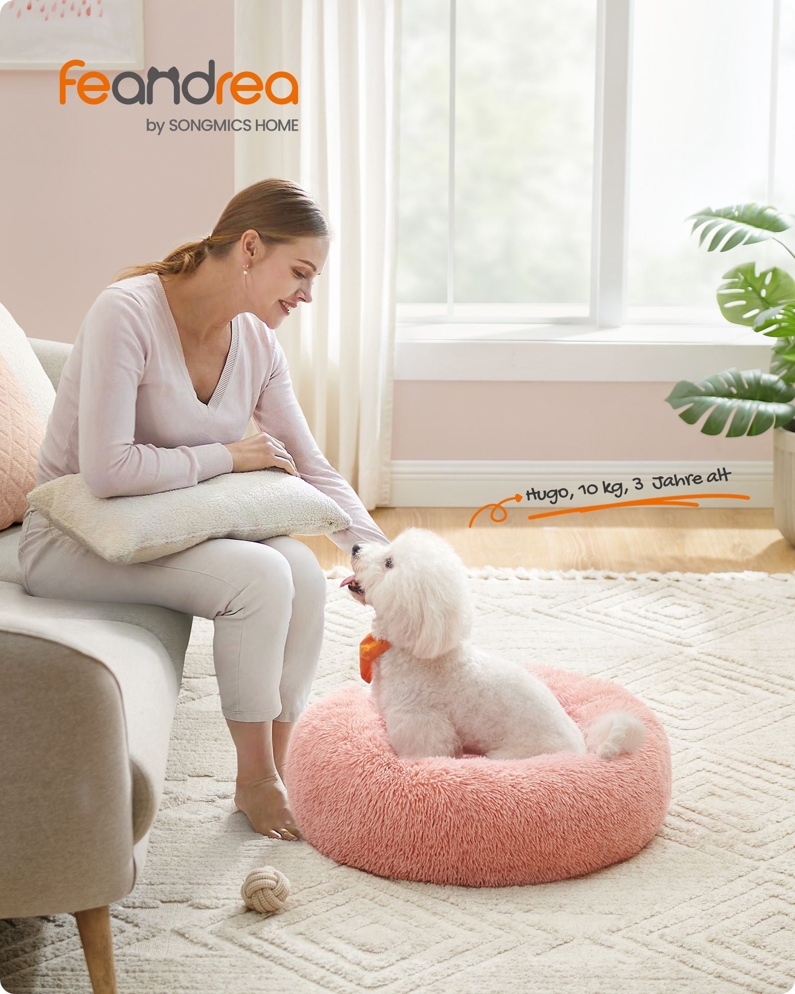 Katzenkorb - Waschbar - langer Plüsch - Pink