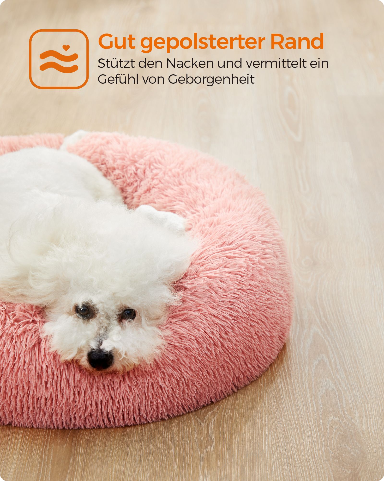 Katzenkorb - Waschbar - langer Plüsch - Pink