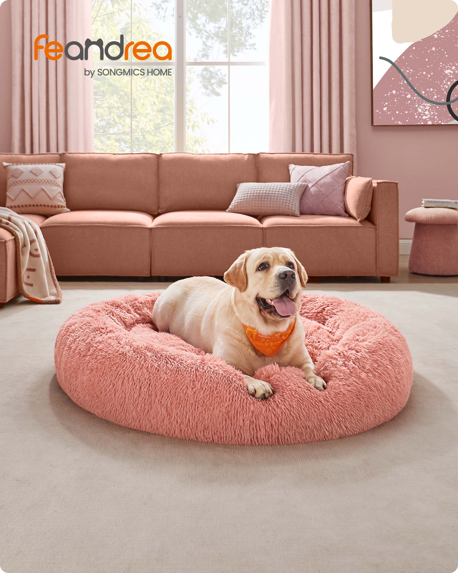 Hundkorb - flauschig und waschbar - Ø 120 cm - Pink