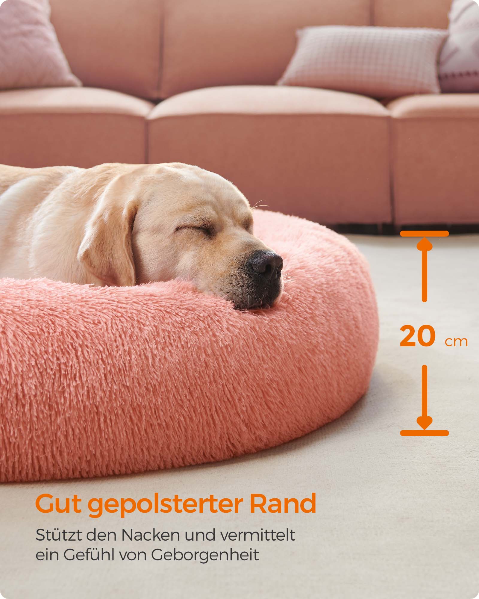 Hundkorb - flauschig und waschbar - Ø 120 cm - Pink