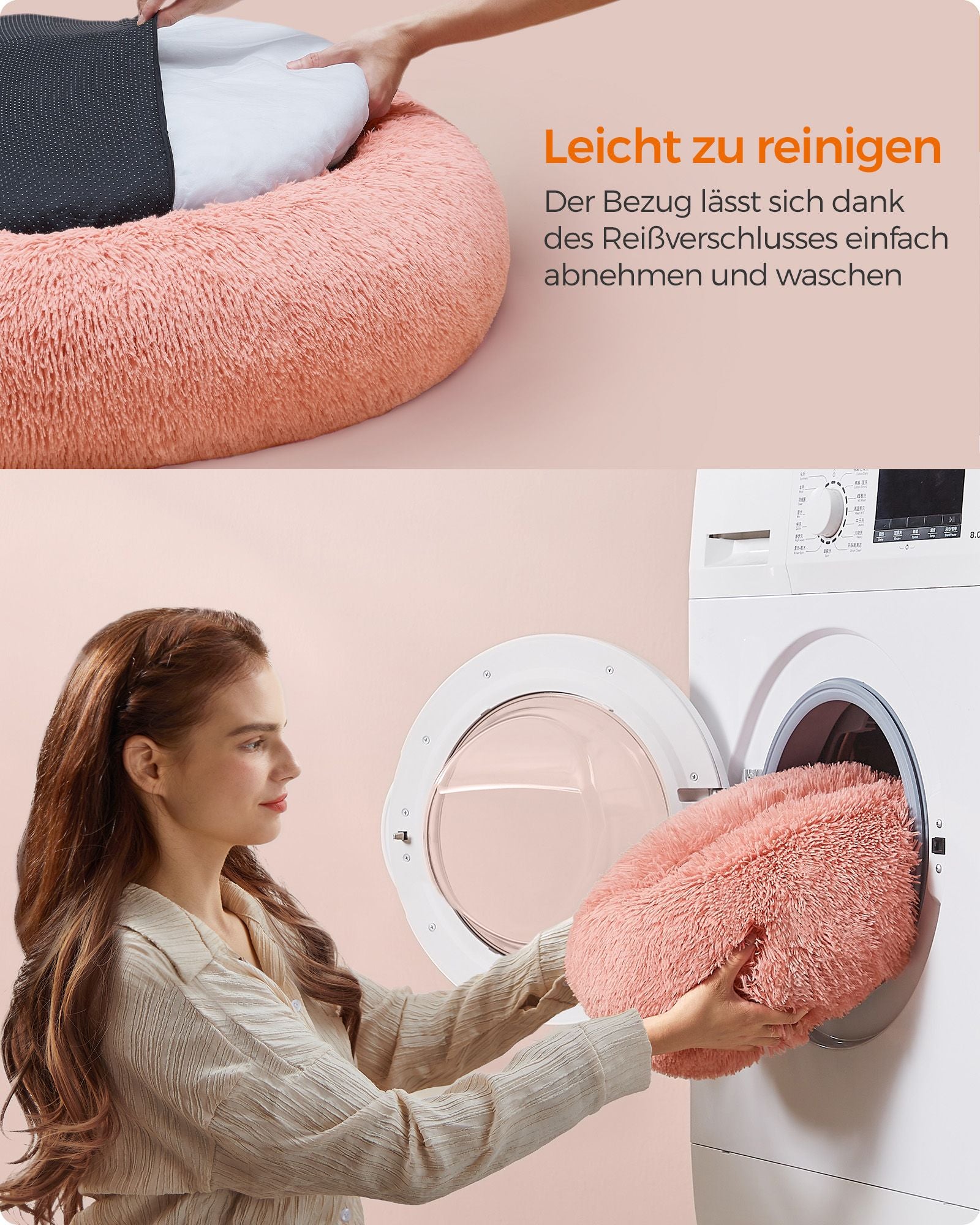 Hundkorb - flauschig und waschbar - Ø 120 cm - Pink