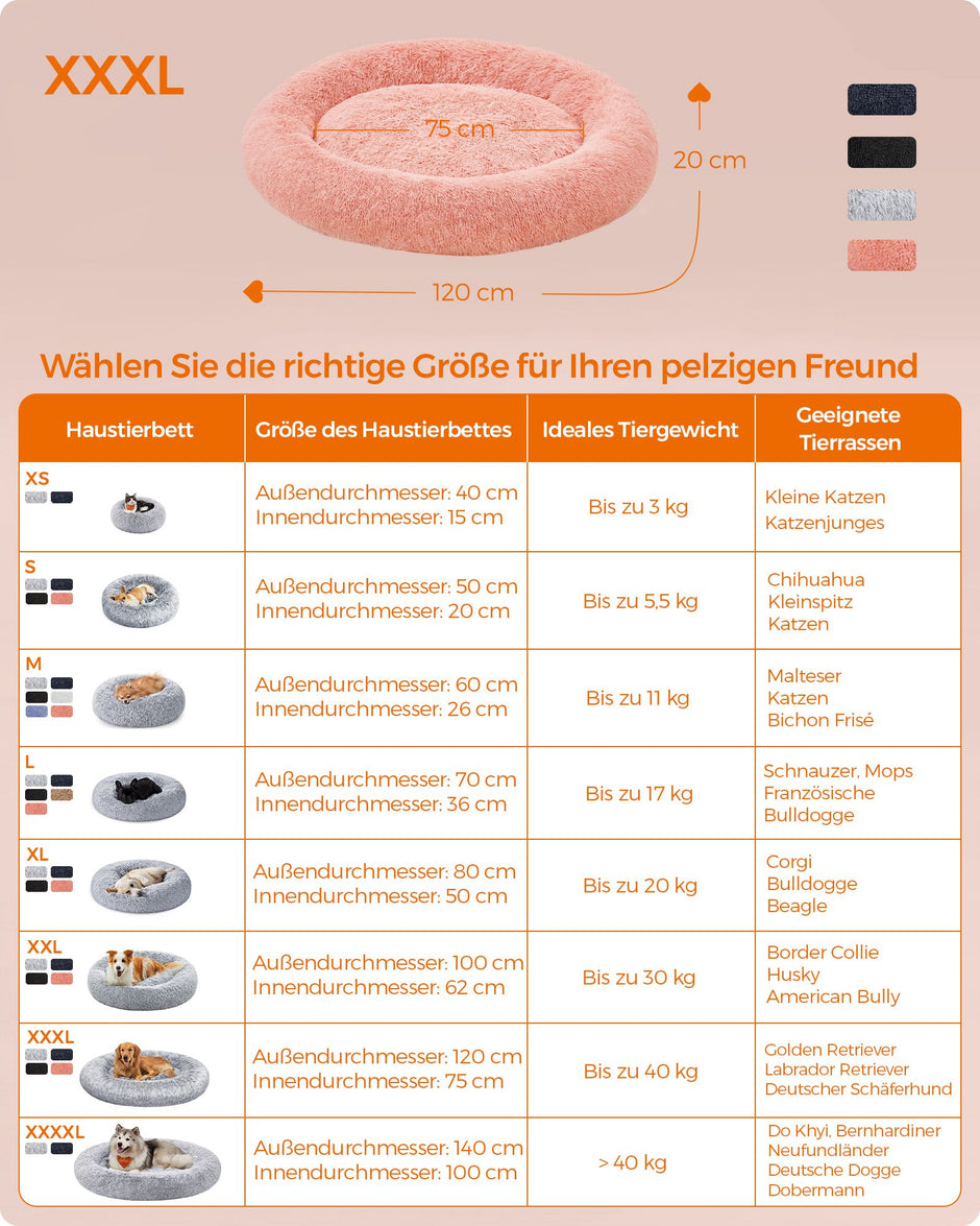 Hundkorb - flauschig und waschbar - Ø 120 cm - Pink