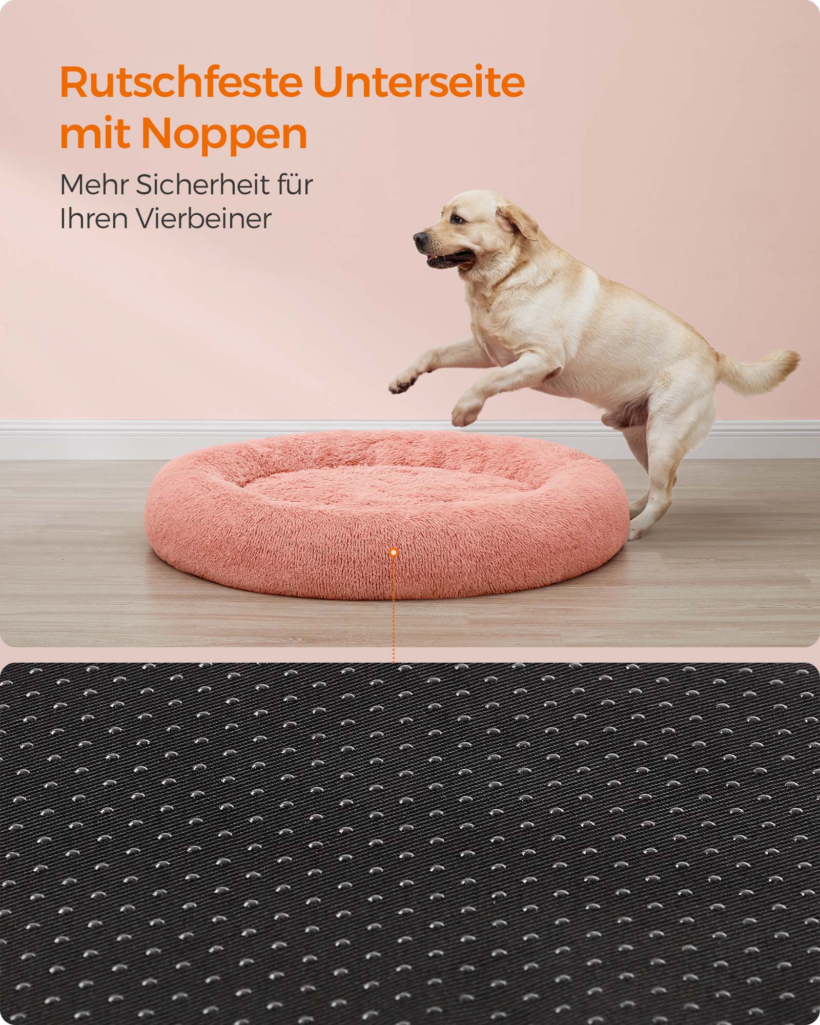 Hundkorb - flauschig und waschbar - Ø 120 cm - Pink