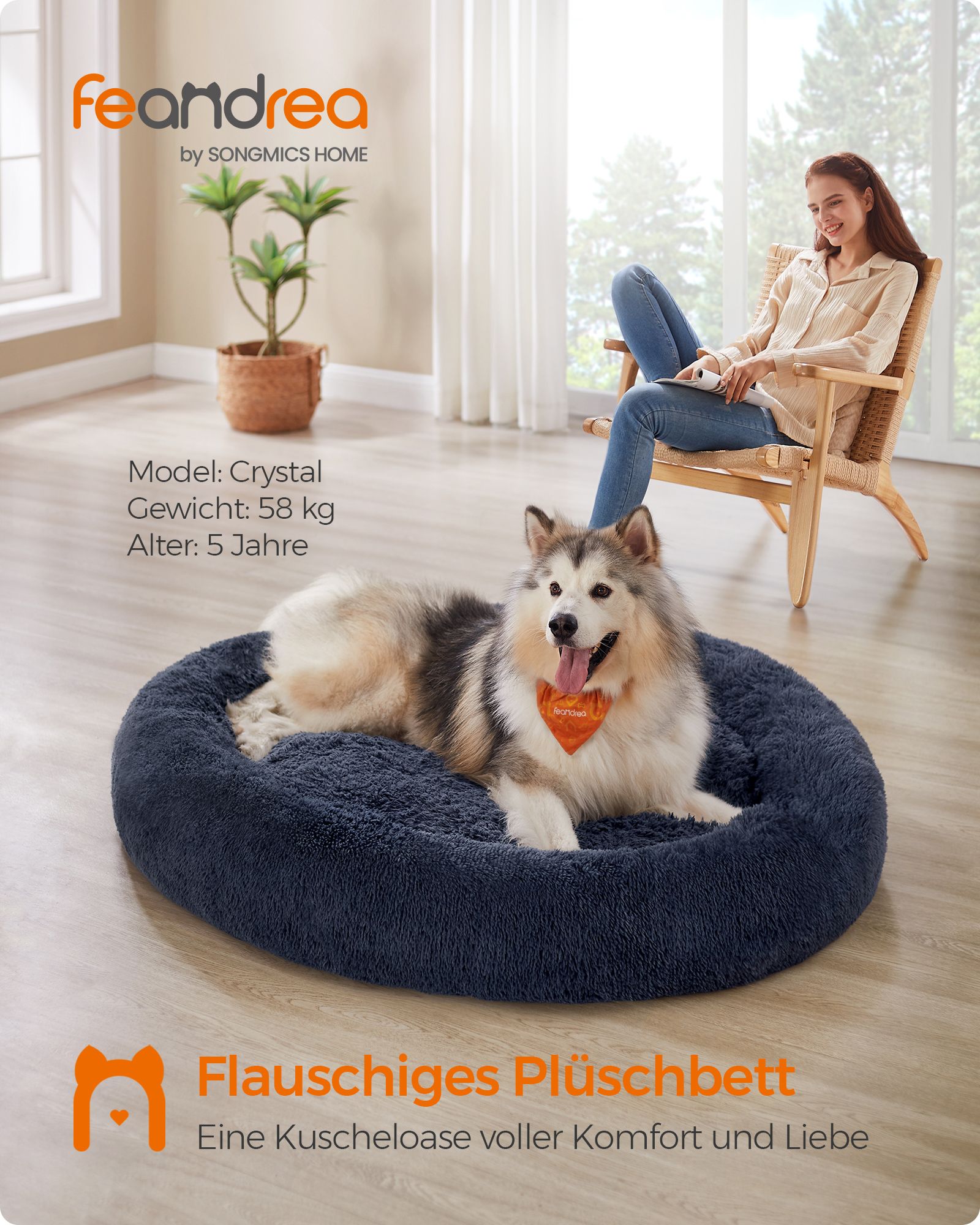 Hundebett - Abnehmbarer mittlerer Teil - Dunkelgrau