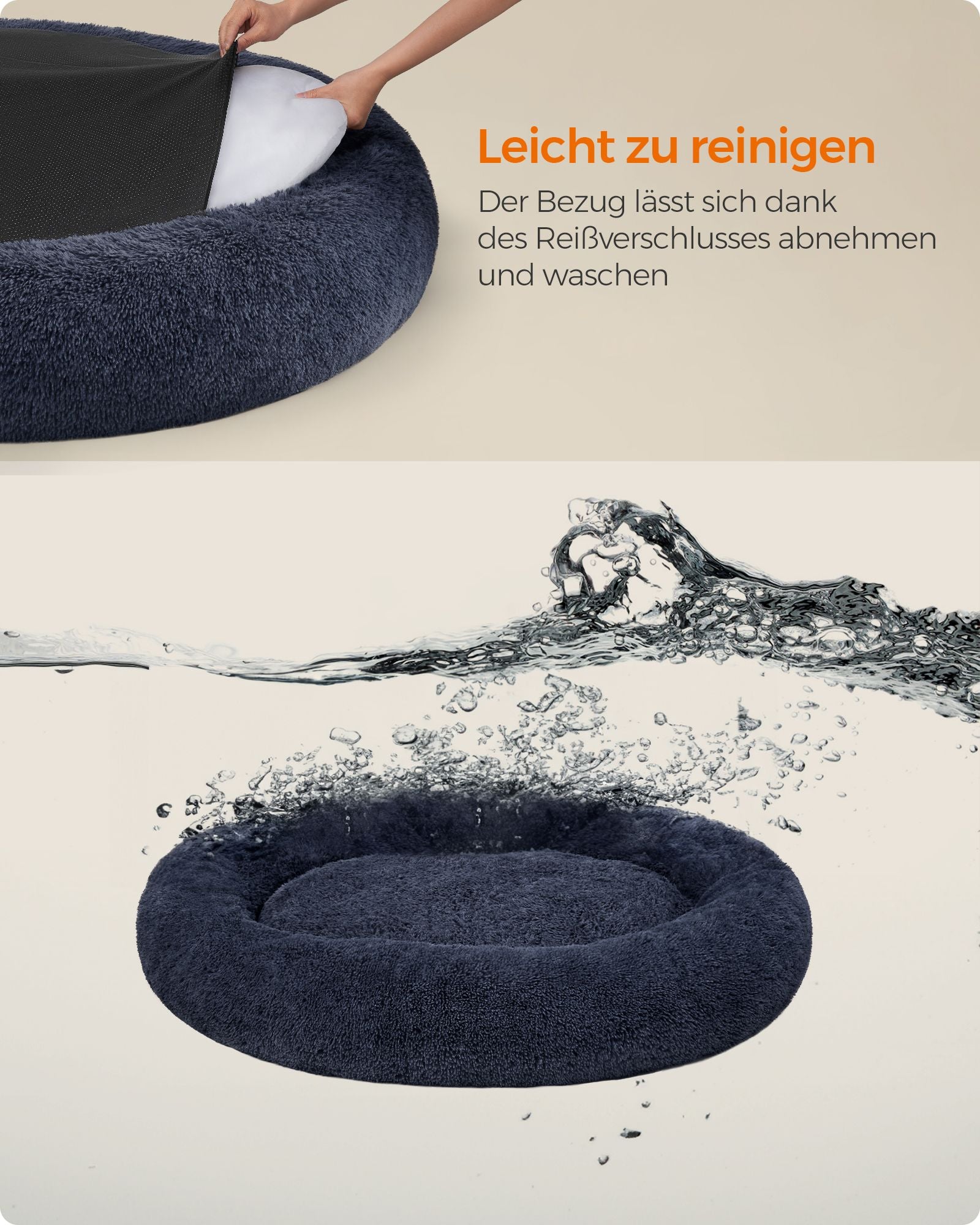 Hundebett - Abnehmbarer mittlerer Teil - Dunkelgrau