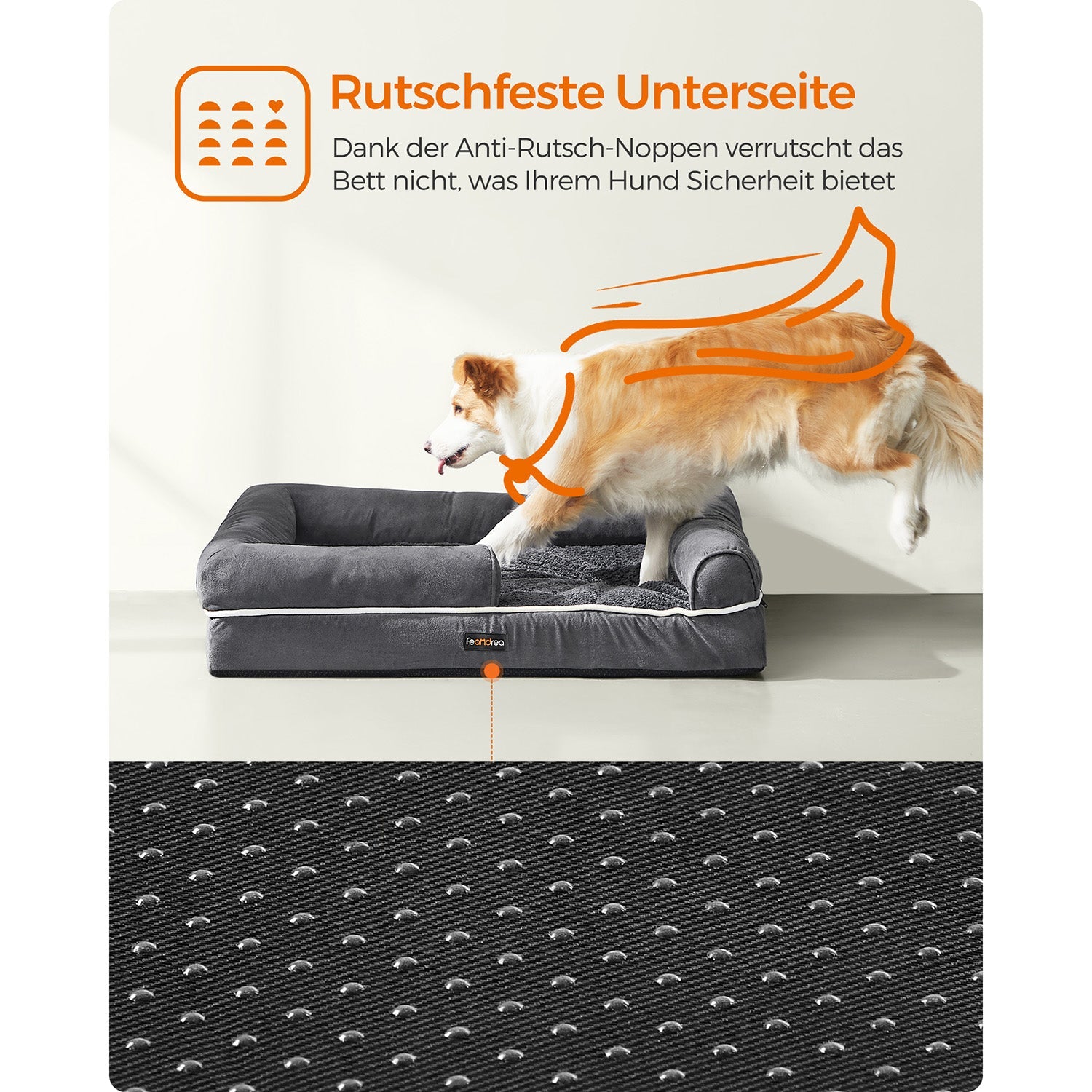 Orthopädisches Hundebett - Hundebett - mit erhöhter Kante -91 x 75 x 25 cm - Schwarz