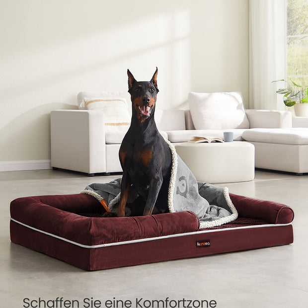 Orthopädisches Hundebett mit abnehmbarem Kissen 120 x 85 x 20 cm Berryrot