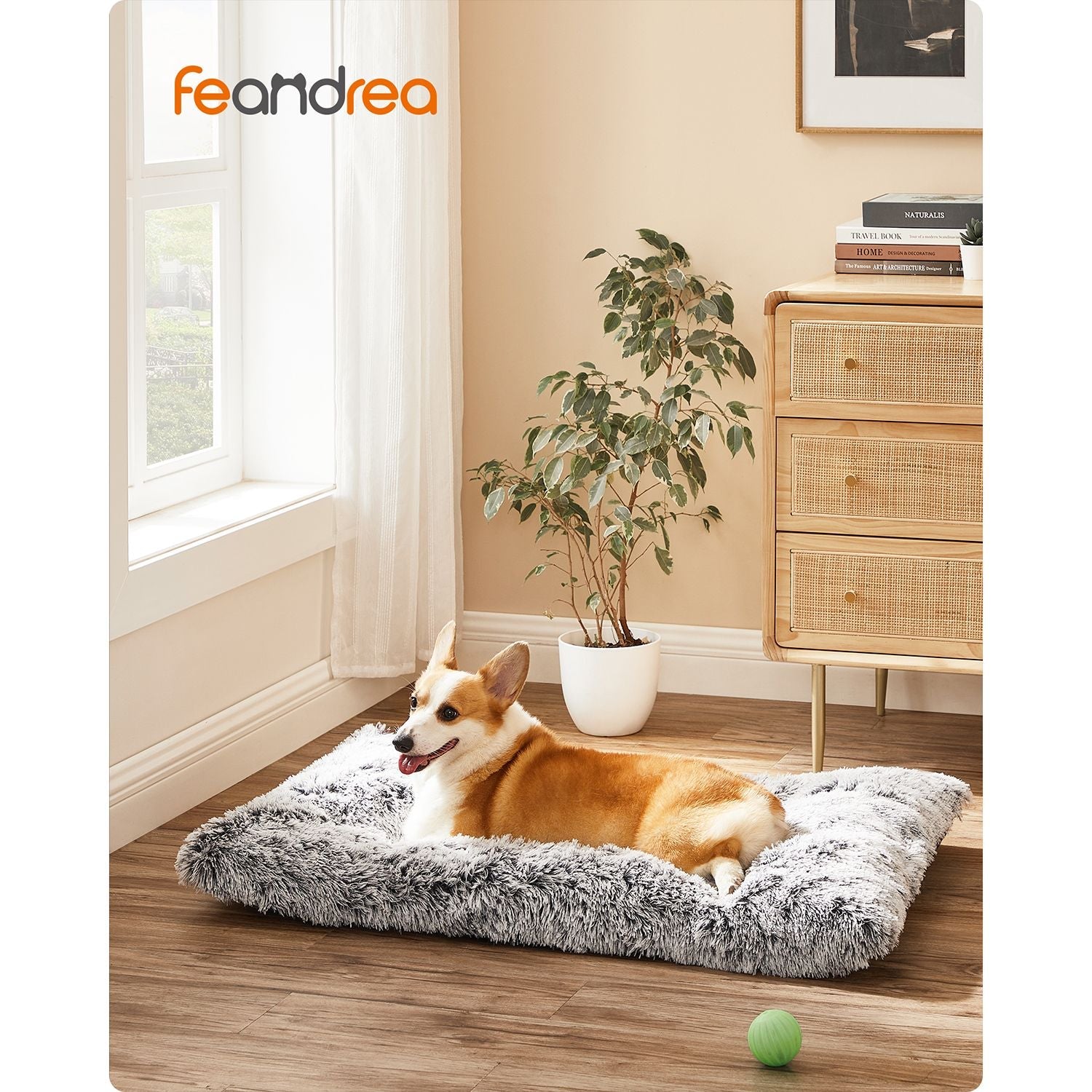 Hundekorb - flauschige Hundematte - hellgrau